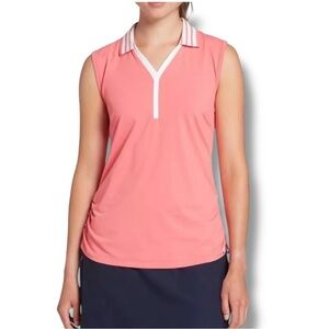 NWT LADY HAGEN Desert Getaway Side Ruching Sleeveless Polo - Refreshing Rose XXL